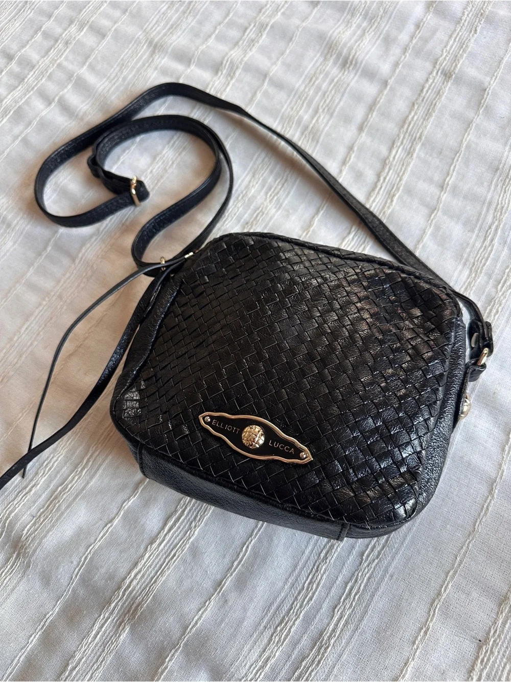 ELLIOTT LUCA Woven Leather Mini Crossbody Bag - Picture 1 of 13